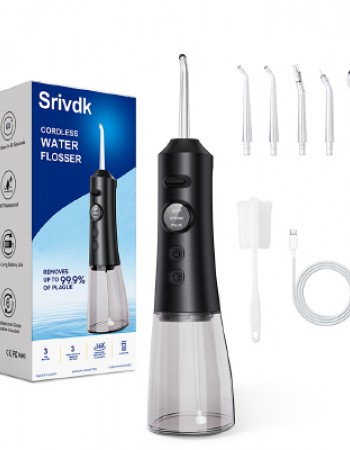 Water Dental Flosser for Teeth – 300ML Cordless Oral Irrigator with 6 Replaceable Jet Tips, 3 Modes, Portable Rechargeable Electric Flosser for Braces & Sensitive Gums, IPX7 Waterproof for Home&Travel