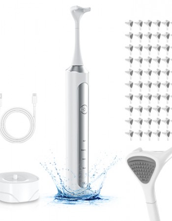 Rechargeable Electric Flosser 4-Speed with 60 Heads & Tongue Cleaner - Wireless Charging Dental Flosser for Adults, Kids, Gum Care - Water Flosser Alternative, Dentist-Approved Flossing Tool