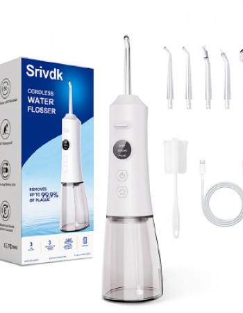 Water Dental Flosser for Teeth – 300ML Cordless Oral Irrigator with 6 Replaceable Jet Tips, 3 Modes, Portable Rechargeable Electric Flosser for Braces & Sensitive Gums, IPX7 Waterproof for Home&Travel